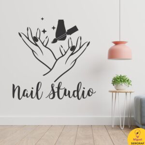 Nail studio vinilo decorativo para salon de uñas