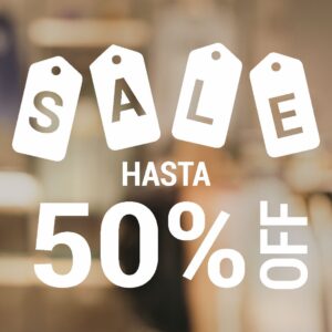 Sale hasta 50% off vinilo con motivos de liquidación para vidrieras comerciales