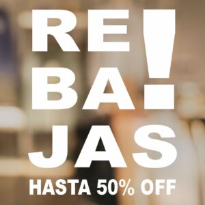 Vinilo para vidrieras con motivo de rebajas fin de temporada