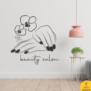 Manos con flor, uñas, vinilo autoadhesivo decorativo, manicura