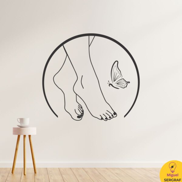 Hermoso vinilo decorativo con motivo de podología.