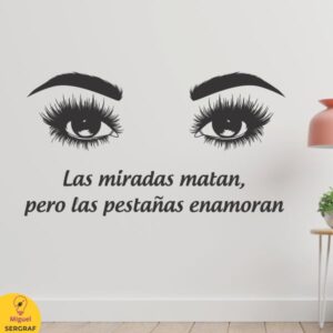 Pestañas cejas con frase vinilo decorativo para lashistas