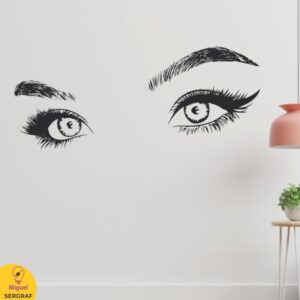 Decoración de salon de lashistas pestañas vinilo deco