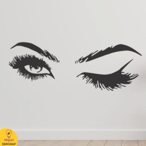 Vinilo decorativo para pared de estudios de lashistas.