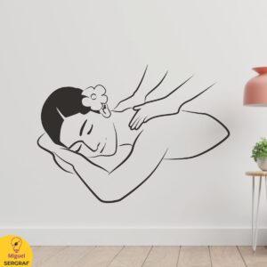 Ideas para decorar tu centro de spa con vinilos decorativos con diseños de masajes.