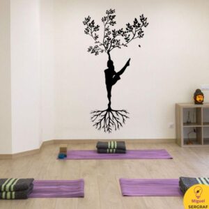 Postura de yoga el árbol vinilo decorativo para pared