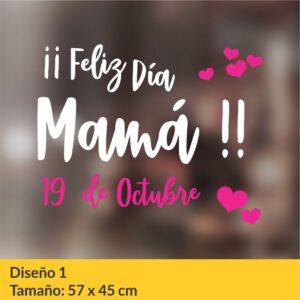 Vinilo autoadhesivo para vidrieras comerciales con motivos del día de la madre.