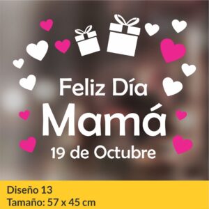 Vinilo autoadhesivo para vidrieras comerciales con motivos del día de la madre.