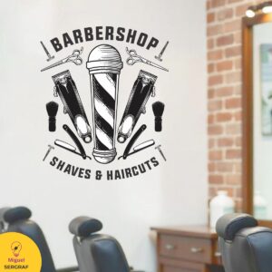 Vinilo autoadhesivo con motivos de barberías.